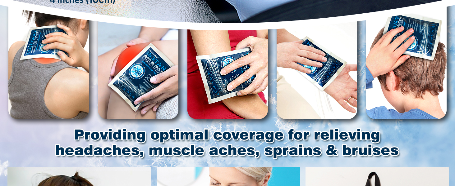 Instant Cold Pack (4 x 5.5 inches) – Set of 25 Disposable Cold Therapy Ice Packs for Pain Relief, Swelling, Inflammation, Sprains, Strained Muscles, Toothache