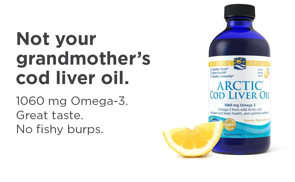 Nordic Naturals Arctic Cod Liver Oil | 1060 Mg Omega 3 Fish Oil EPA & DHA Supplement | Omega 3 Cod Liver Oil Liquid For Heart, Brain Health & Optimal Wellness | Flavour Strawberry Fish Oil 8 Fl Oz(237 Ml)