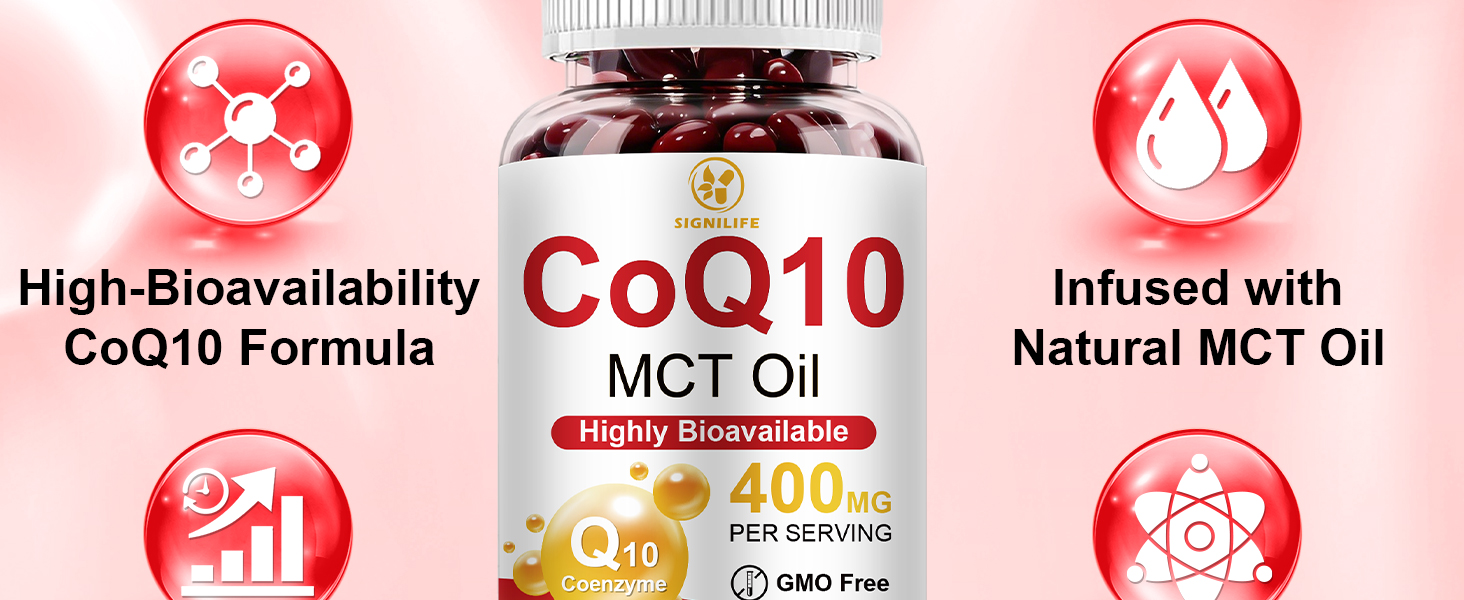CoQ10 400mg Per Serving, 300 Softgels Extra Strength with MCT Oil