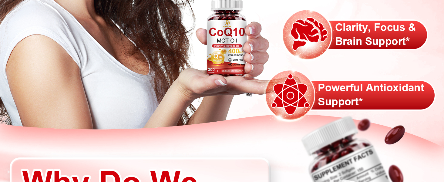 CoQ10 400mg Per Serving, 300 Softgels Extra Strength with MCT Oil