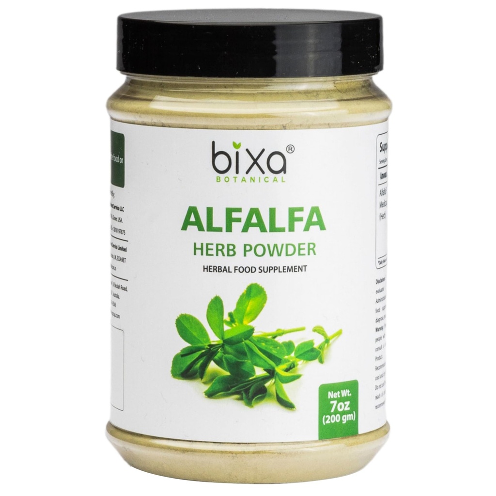 bixa BOTANICAL Alfalfa Powder Pure (Medicago Sativa) Superfood | Ayurvedic Natural Herbal Supplement 7 Oz / 200g
