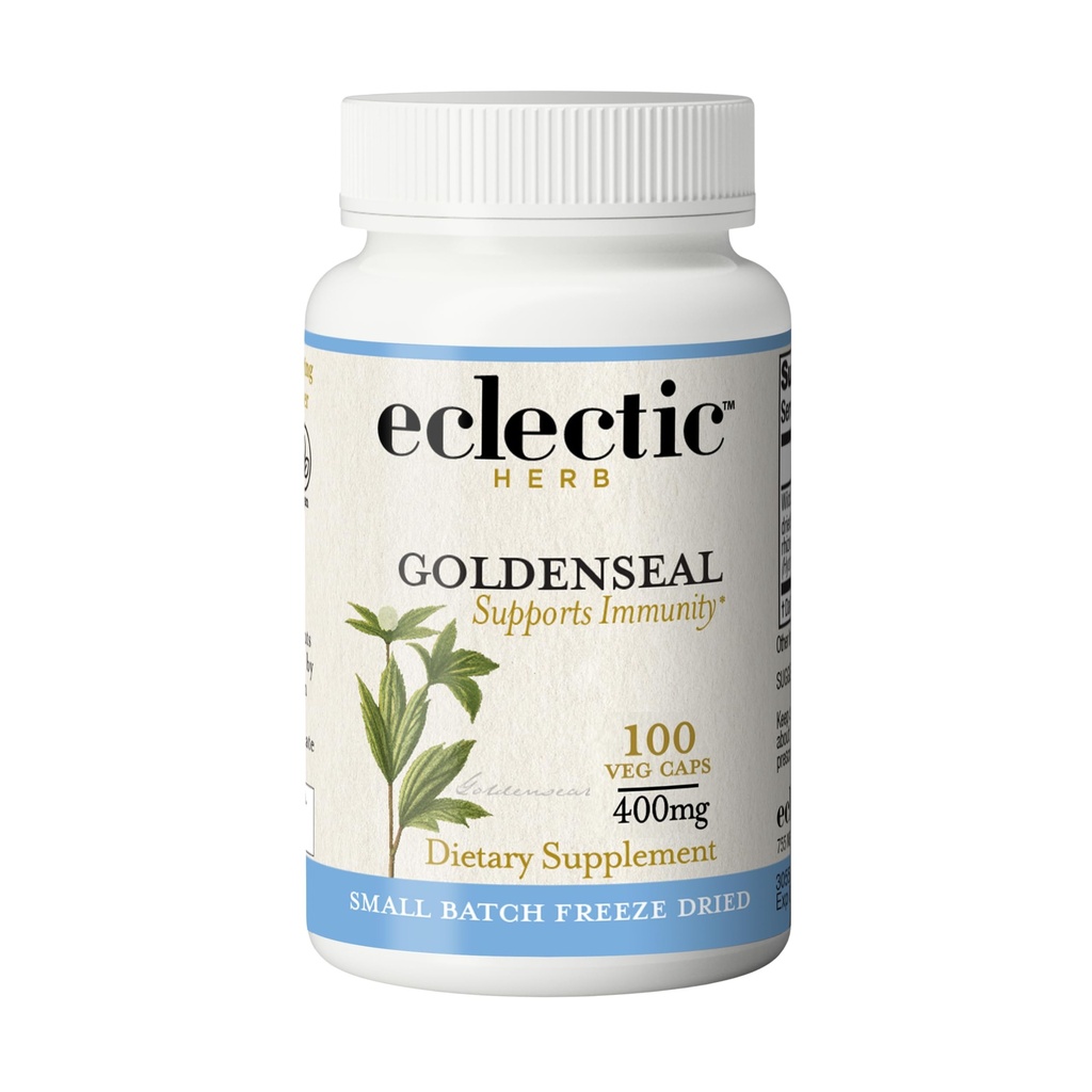 Eclectic Herb - Goldenseal Capsules | Supports Immunity, Healthy Sinuses + Mucous Membrane Health | Herbal Supplement | Vegan, Non-GMO, Gluten Free, Freeze-Dried (100 CT | 400 mg)