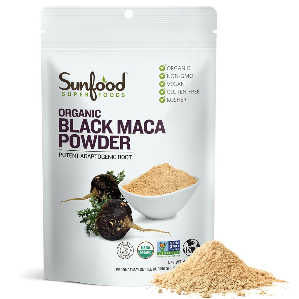 Sunfood Superfoods , Raw Organic Black Maca Powder, 4 oz (113 g) SFD-10118