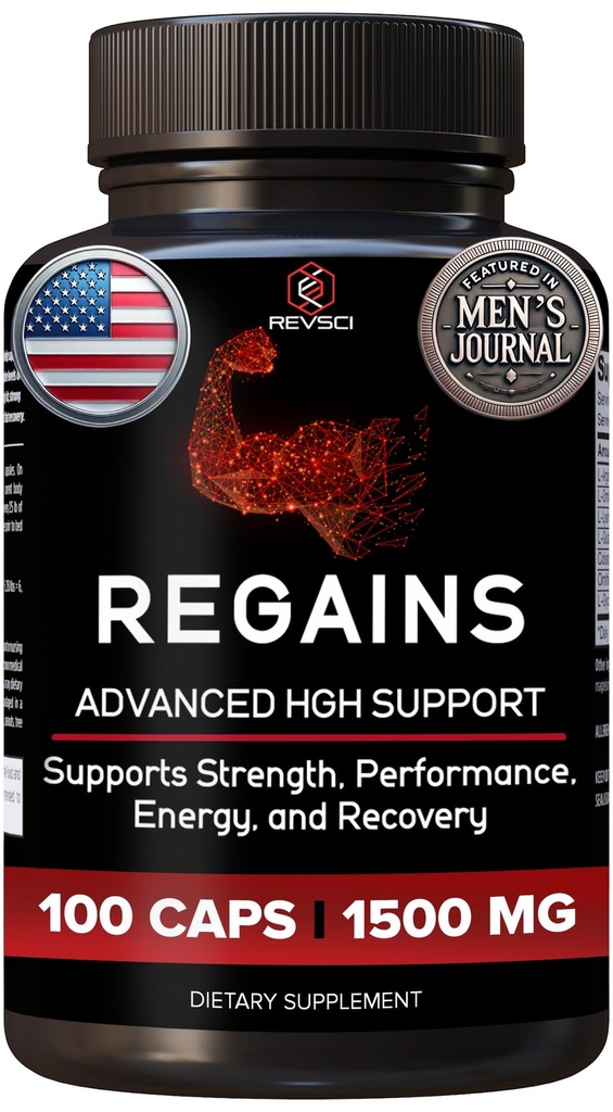 HGH Supplements for Men & Women (100 Pills) Regains Anabolic HGH Peptides for Muscle Growth, Muscle Recovery & Muscle Builder for Men, Natural Human Growth Hormone Booster & Post Workout Supplement