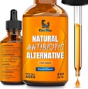 Dog Antibiotics for Infections, Allergies, Coughs – Natural Antibiotics for Dogs with Cranberry Provide Urination & Digestion Care – Natural Ingredients + Bacon Flavor – 2 Oz