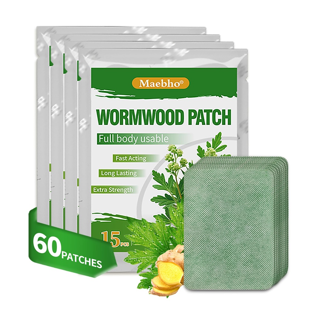 60Pcs Herbal Knee Relief Patch - Warming Herbal Patches Natural Wormwood & Ginger Extract Sticker Heat Patch for Knee, Back, Neck, Shoulder(4 Packs 15 Each)