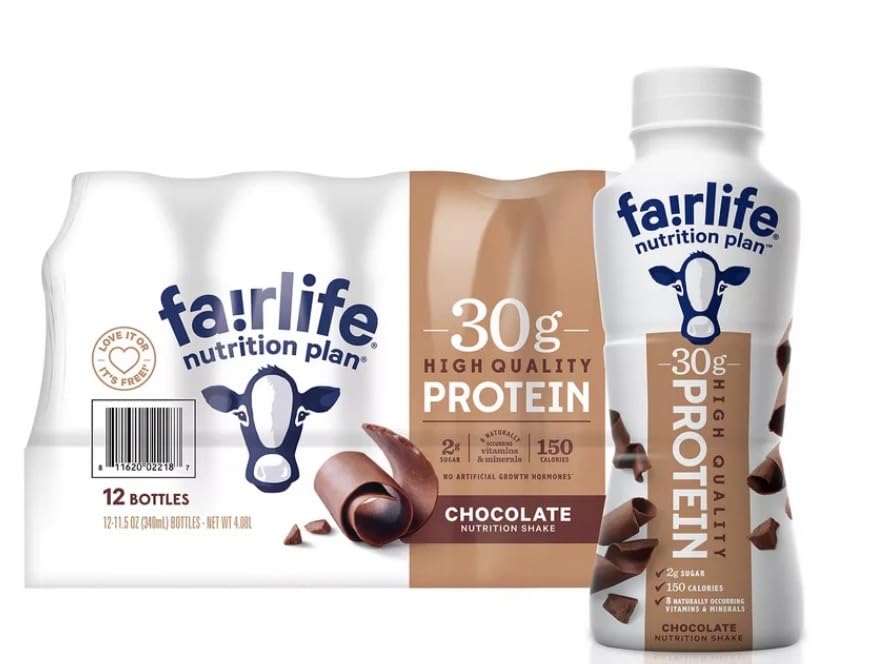 Baxter Expresss Fa!rlife Chocolate Nutrition Plan 30 g Protein Shakes - 12 pack, Lactose-Free 11.5 fl., oz. Bottles