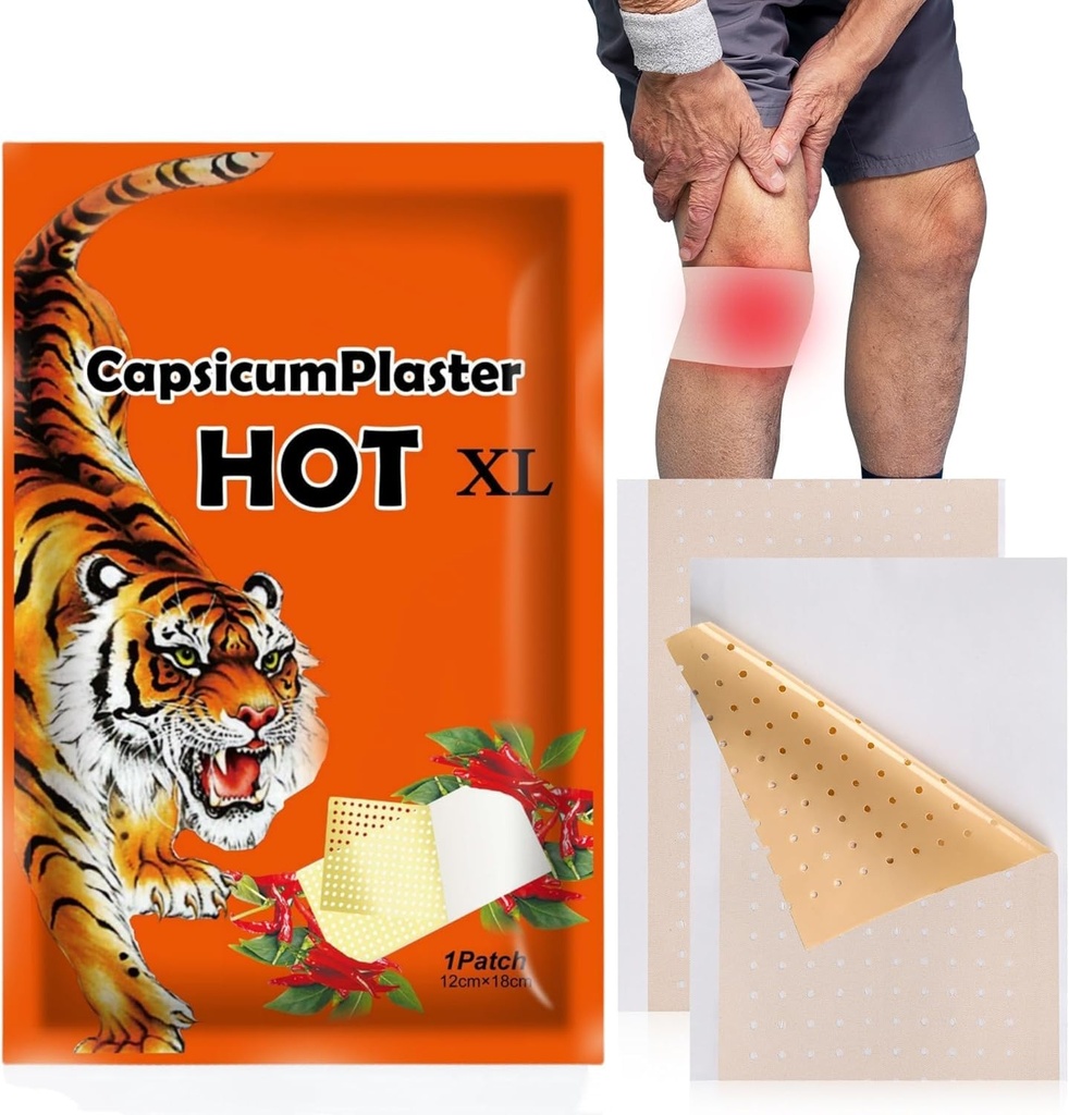 Tiger Patches - 50 Count Capsaicin Patch - Max Strength Chinese Tiger Back Heat Patches for Knee, Neck, Shoulder & Joint