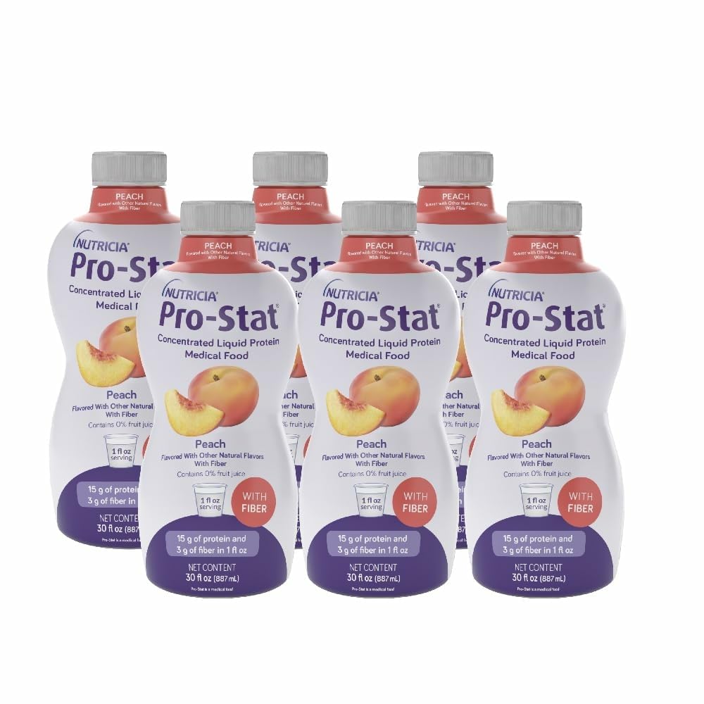 Pro-Stat Concentrated Liquid Protein Medical Food - Peach Flavor (with Fiber), 30 FL Oz Bottle (Case of 6)