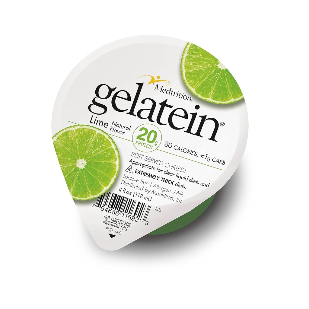 GelaTein Lime: 20 grams of protein. Sugar free. Ideal for clear liquid diets, swallowing difficulties, bariatric, dialysis and oncology. Great pre or post-workout snack. (36 pack) …