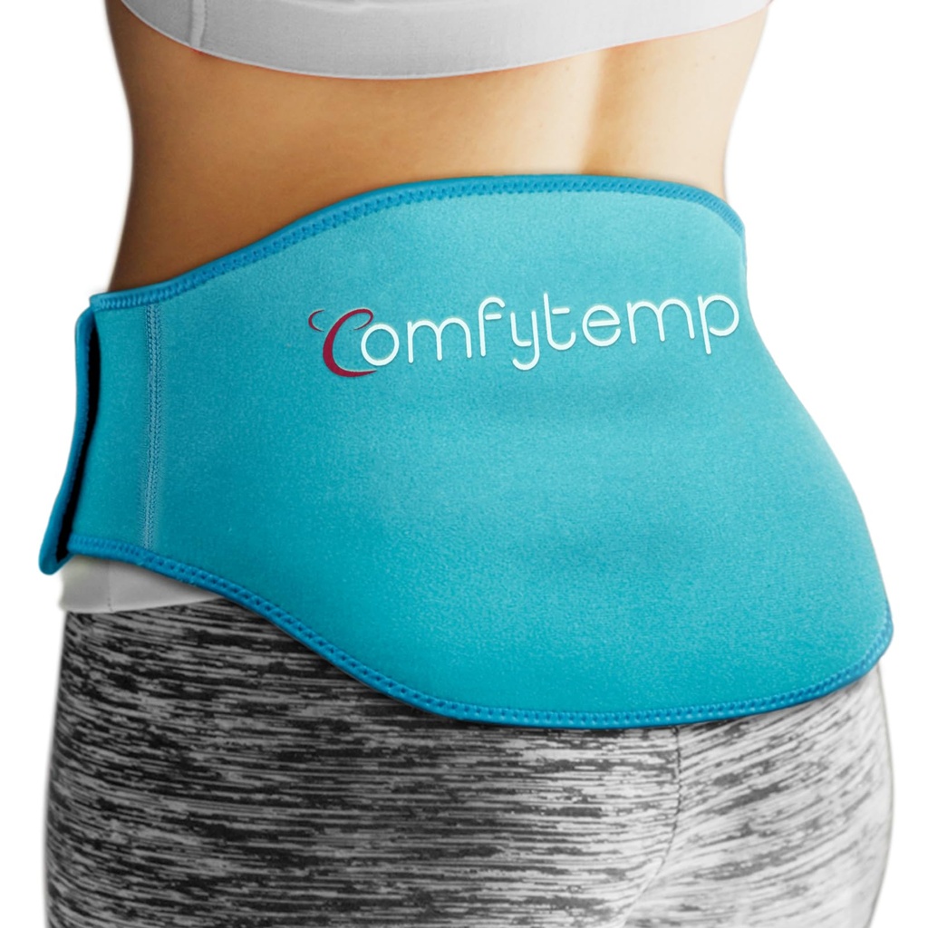 Comfytemp Back Ice Pack for Lower Back Pain Relief Product, Reusable Gel Lumbar Wrap for Sciatica Injury, Hot Cold Compress Brace for Herniated Disc, Waist Surgery Recovery Must Have - Blue