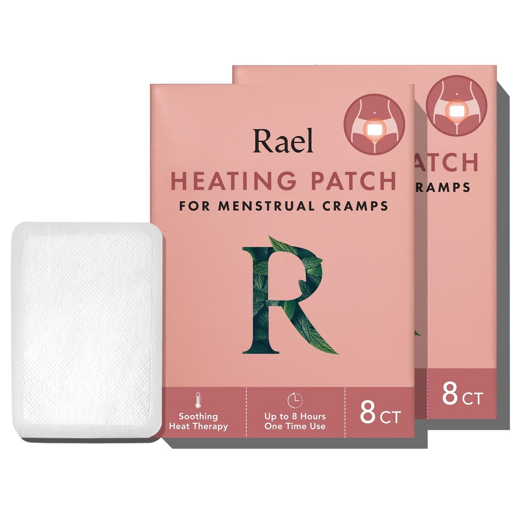 Rael Heating Patches, Herbal Heating Patches - Period Heating Pads for Cramps, Ultra Thin Design, On The Go Size, for All Skin Types (16 Count)