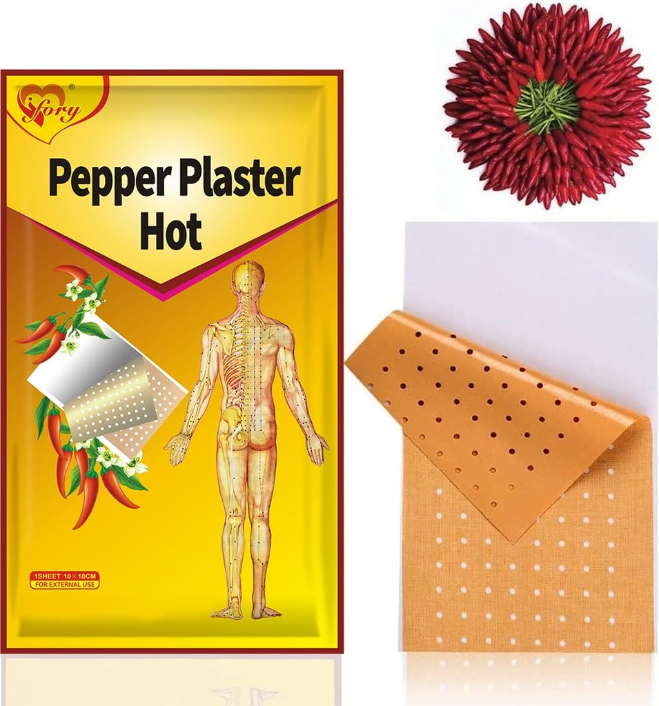 Capsaicin Patches & Pain Patches, Heat Patches for Back, Knee, Neck, Shoulder, Muscle (L (3.94" * 7.09") 10 Count)