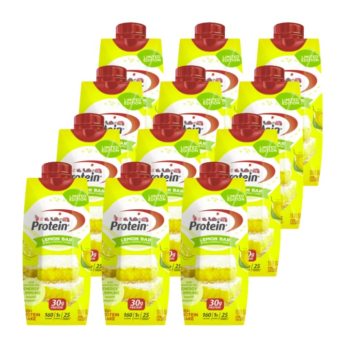 Protein Shake, Limited Edition, Lemon Bar, 30g Protein, 1g Sugar, 24 Vitamins & Minerals, 11.5 oz, 12 Pack