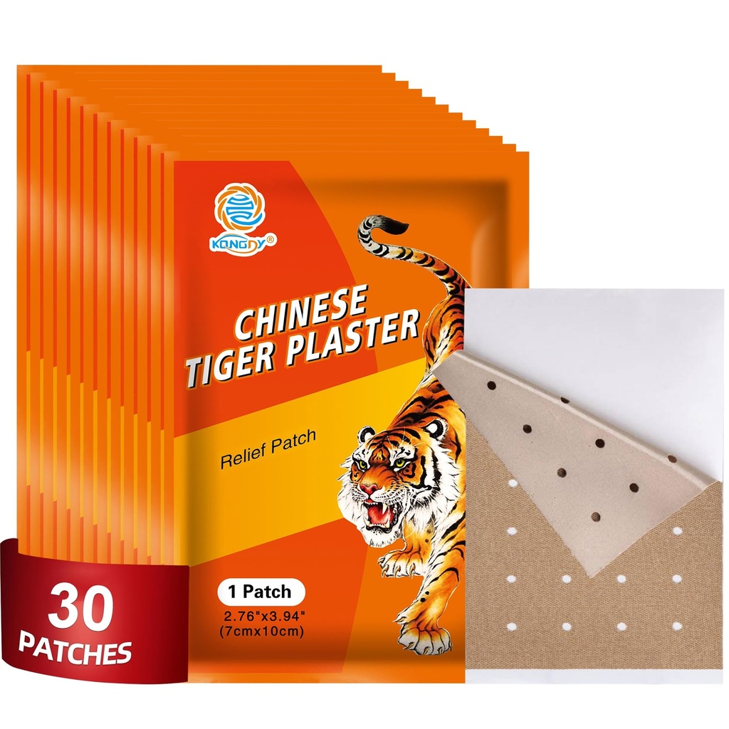 KONGDY 30 PCS Tiger Patches, Hot Capsicum Patch, Heat Capsaicin Patches, Relief Back, Knee, Neck and Shoulder, Joint & Muscle