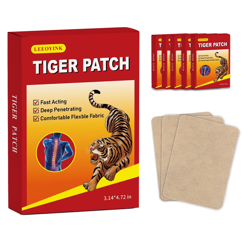 (120 Pcs) Tiger Patches for Back, Neck, Knee, Muscle & Joint – Herbal Plasters with Natural Soothing, 10-Hour Long-Lasting Support for Full-Body Relief