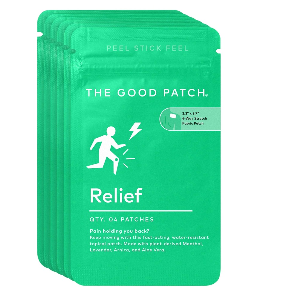 The Good Patch Muscle Pain Relief Patches, Natural Patch with Menthol, Lavender, Arnica and Aloe Vera, Sustained Release, Plant Powered Wearable Wellness, For Back, Neck, Arms, Legs (24 Total Patches)