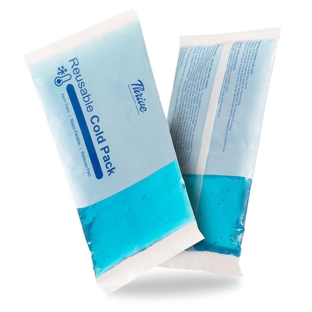 Thrive Gel Ice Packs (2 Pack), Reusable Gel Packs for Icing Injuries, Pain Relief & Rehabilitation Cold Compress Ice Pack