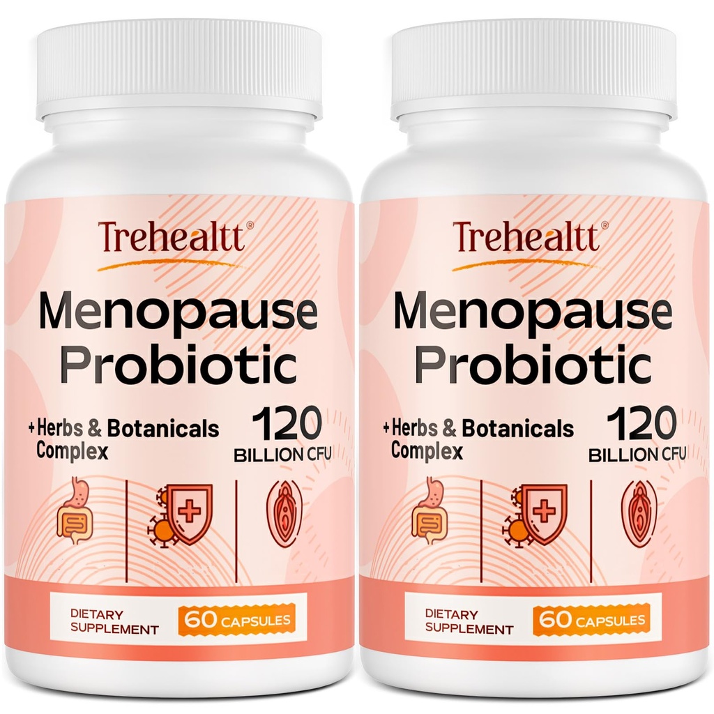 Menopause supplements for women, 120 Billion CFU Probiotic, 13-in-1 Herbs & Botanicals Complex, for Hormone Menopause, Hot Flashes, Night Sweats, Mood Swings, Sleep Disturbances, Vegan, 120 Caps