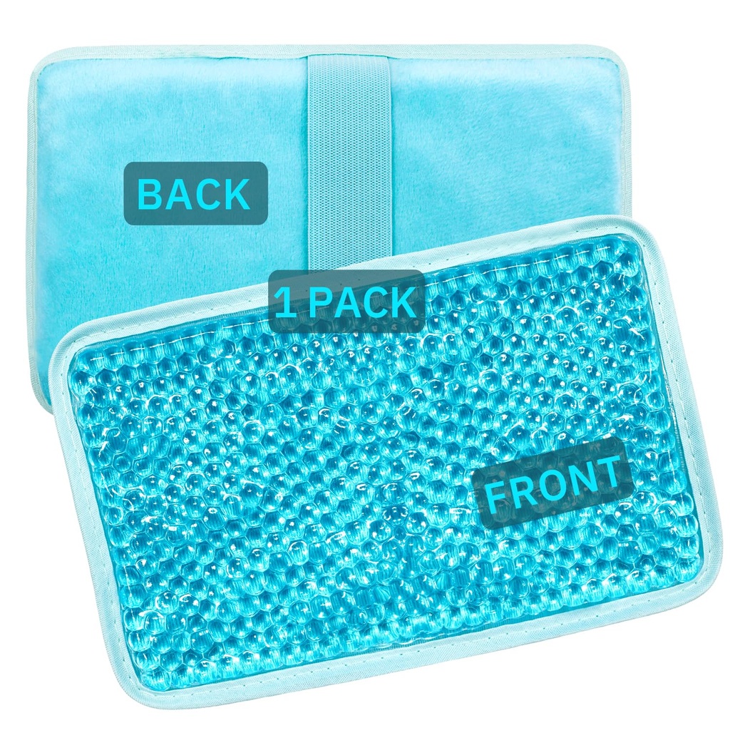 Gel Beads Ice Pack Ice Bag with Strap-1 Pack Reusable Hot & Cold Pack Compress for Knee, Shoulder, Foot, Back, Ankle, Neck, Hip, Elbow, Wisdom Tooth-7.76''x4.93''(Blue) | Cold Therapy for Pain Relief Knee, Shoulder, Foot, Back, Ankle, Neck, Hip, Elbow, Wisdom Tooth--7.76''x4.93'', Blue