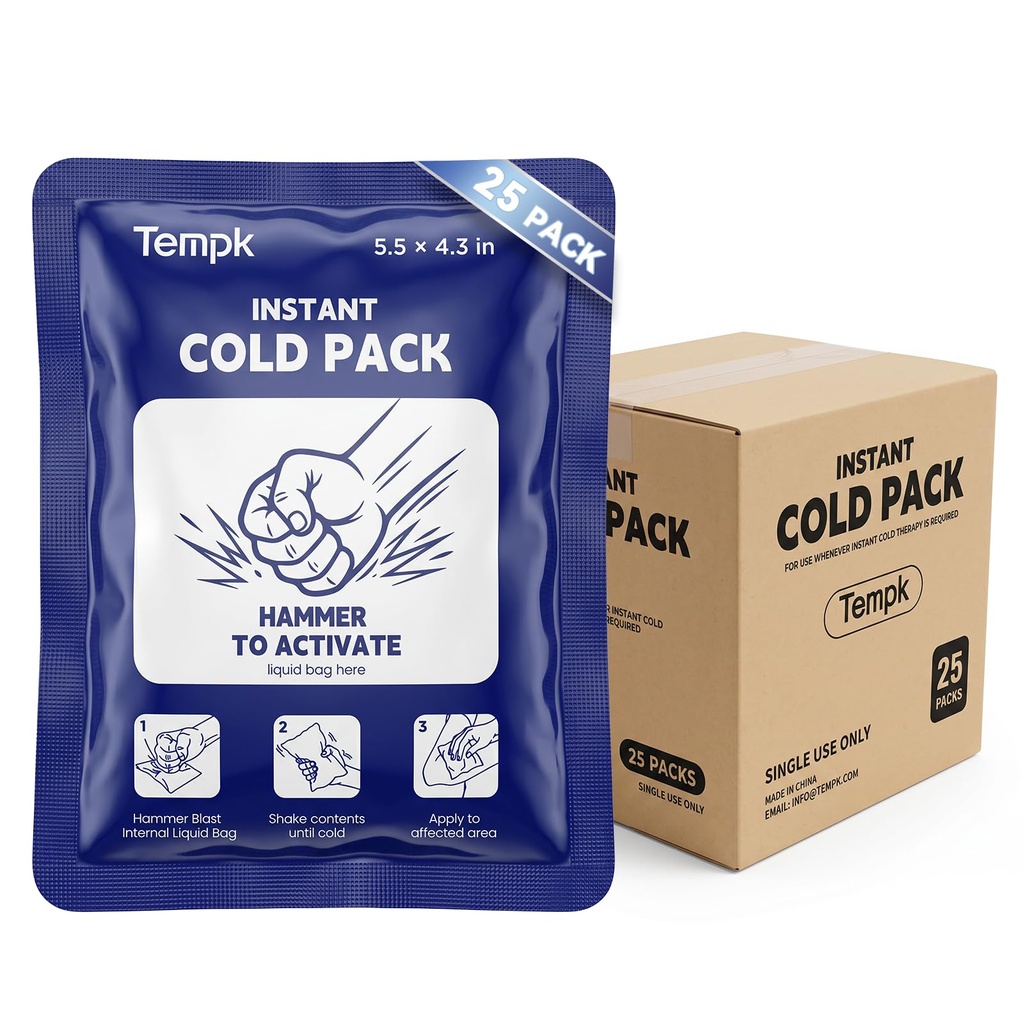 new 25packs Instant Ice Packs for Injuries | Disposable Cold Compress Ice Pack for Pain Relief, Swelling, Inflammation, Sprains, Toothache - Cold Pack for Athletes