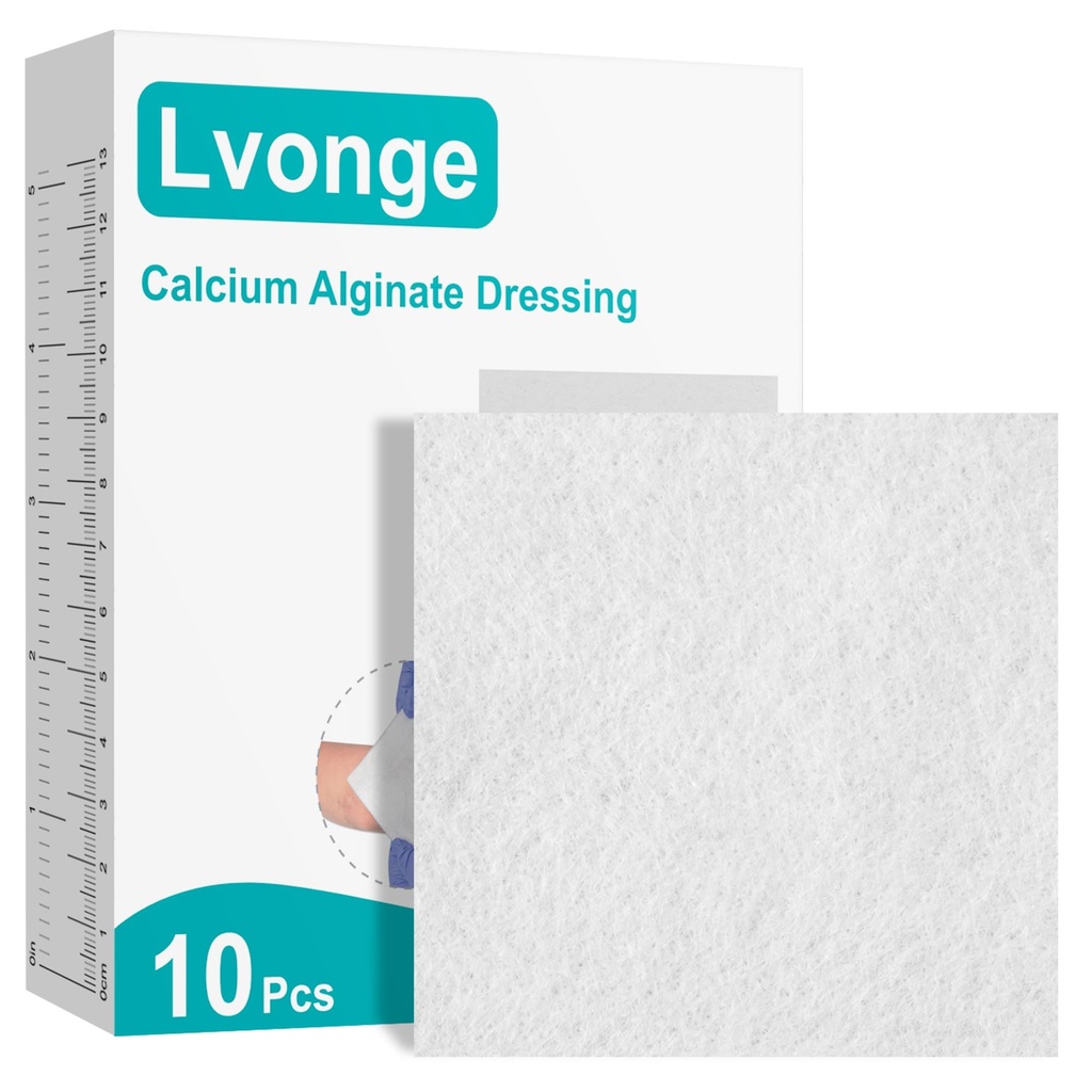 Calcium Alginate Wound Dressing, 4x4 Inch Gauze Pads (5 Count) | Highly Absorbent Gel-Forming Dressing for Exuding Wounds | Non-Adherent
