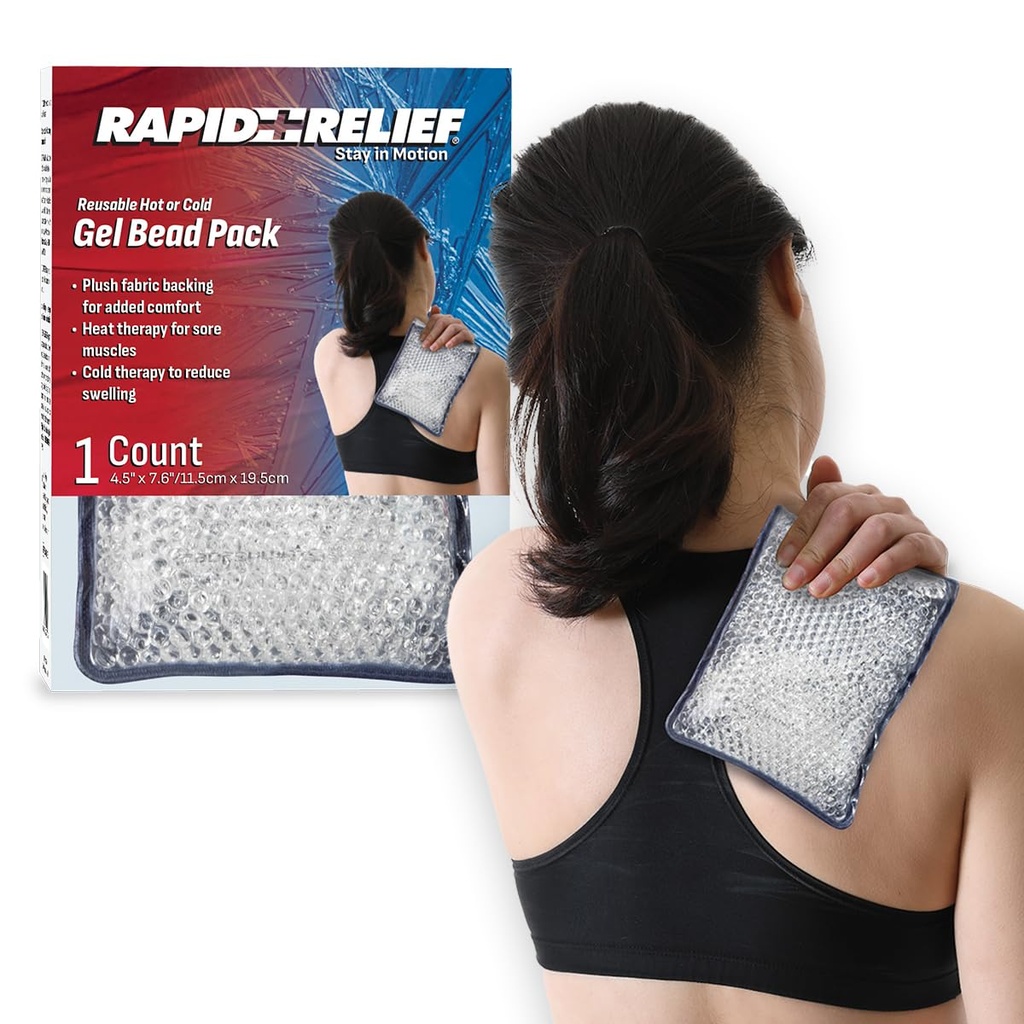 Rapid Relief Reusable Hot or Cold Gel Bead Pack for Pain Relief and Injury