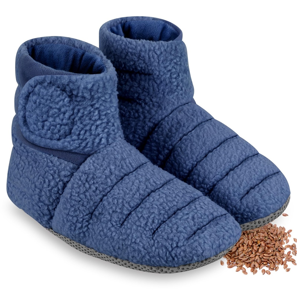 REVIX Microwavable Booties for Cold Feet, Heated Slippers, Navy S