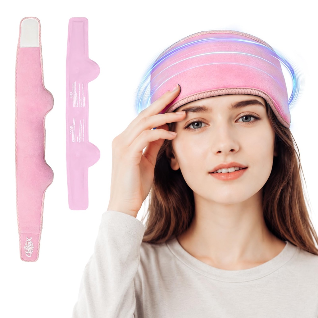 Headache Ice Pack,Adjustable Gel Ice Pack for Migraine,Hot and Cold Therapy