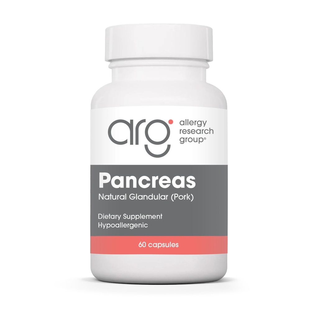 Allergy Research Group ARG Pancreas Natural Glandular - Supports Healthy Pancreas, Immune & Digestive Activity - 425 mg per Serving - Freeze Dried Tissue from Pork - 60 Servings - 60 Capsules