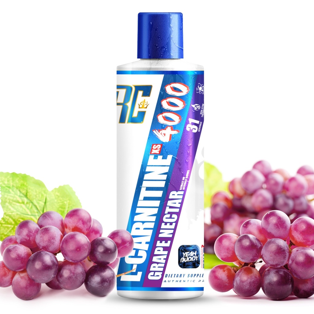 Ronnie Coleman Signature Series L Carnitine XS 4000 Liquid, Stimulant Free, Sugar Free, Zero Carbs, Lean Muscle Strength Support for Men & Women, 16 Oz, Grape Nectar