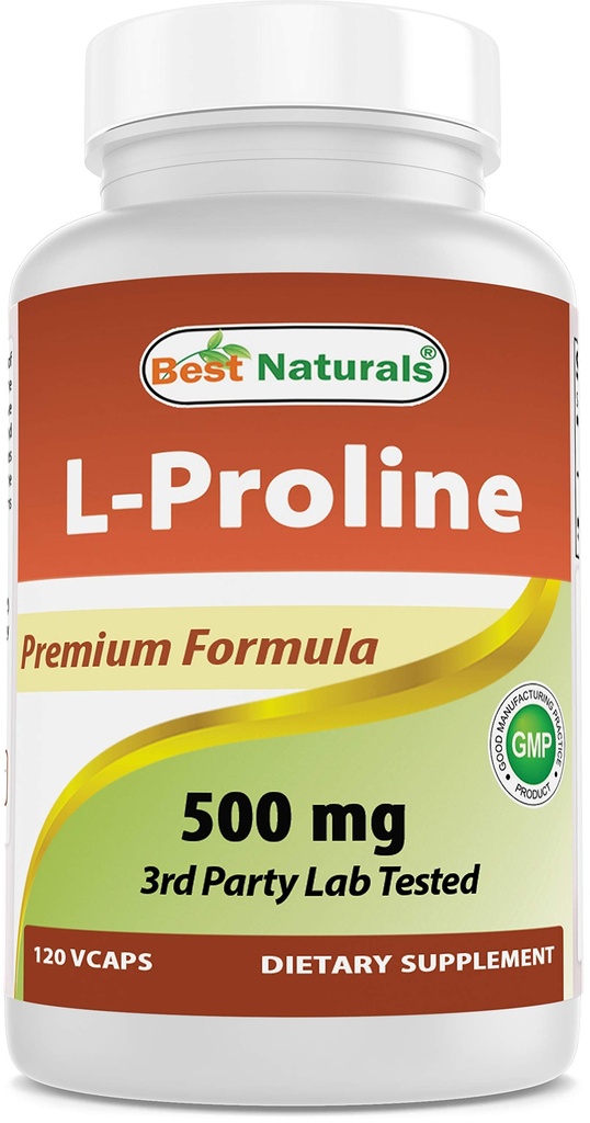 Best Naturals L-proline Amino Acid Dietary Supplement 500 Mg, 120 Count (817716014456)