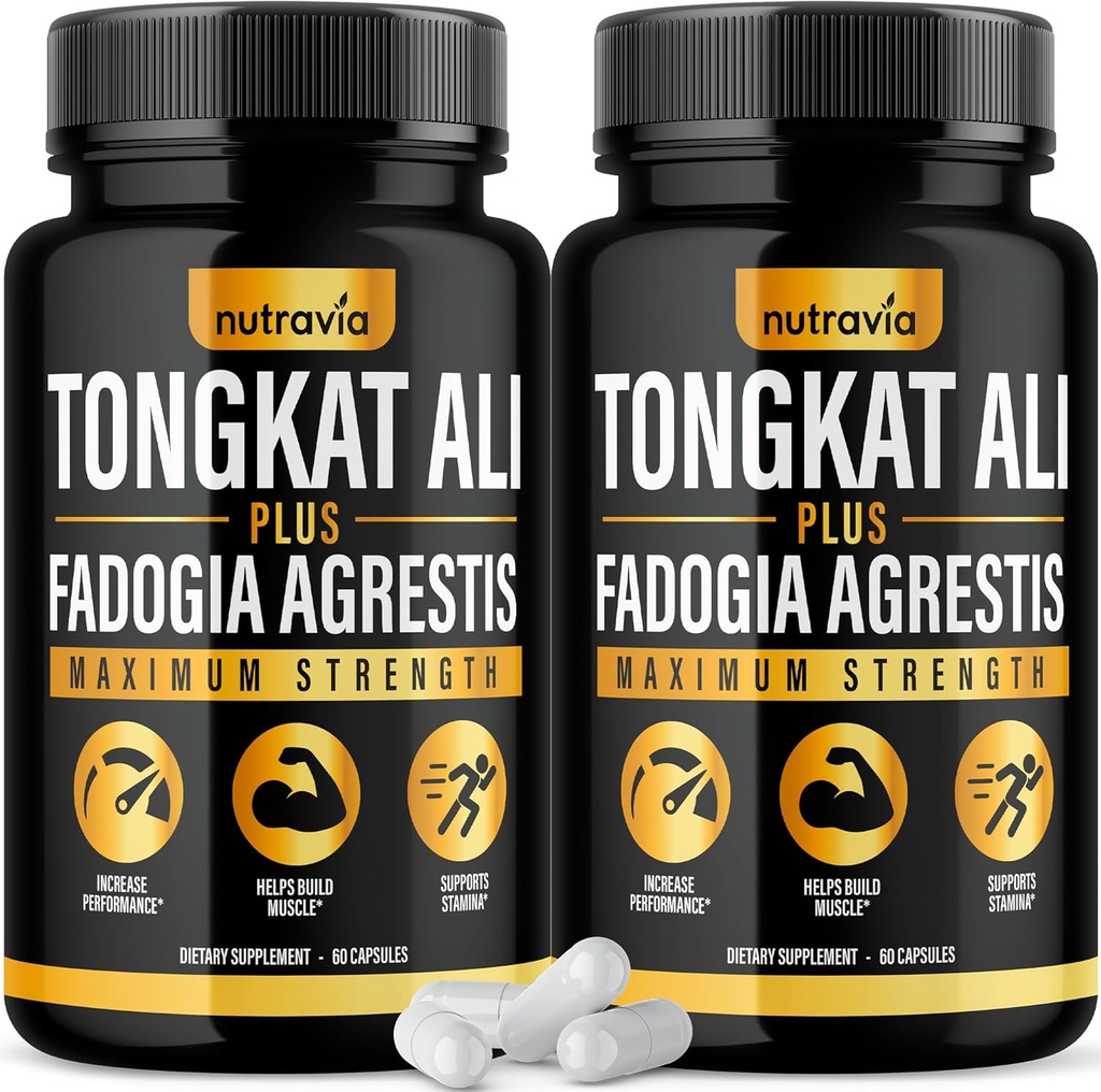 (2 Pack) Tongkat Ali Fadogia Agrestis for Men Supplement, Male Nitric Oxide Booster Longjack Tongkat Ali Extract Powder Vitamins Test Pump Flow Performance Blend Tongkat-Ali for Women (120 Capsules)