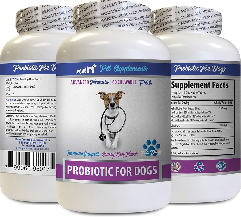 Oral Care for Dogs Bad Breath - PROBIOTICS for Dogs - Healthy Gut - Stop Gas Diarrhea and Bad Breath - Digestive Boost - Dog probiotics Diarrhea - 1 Bottle (60 Treats)