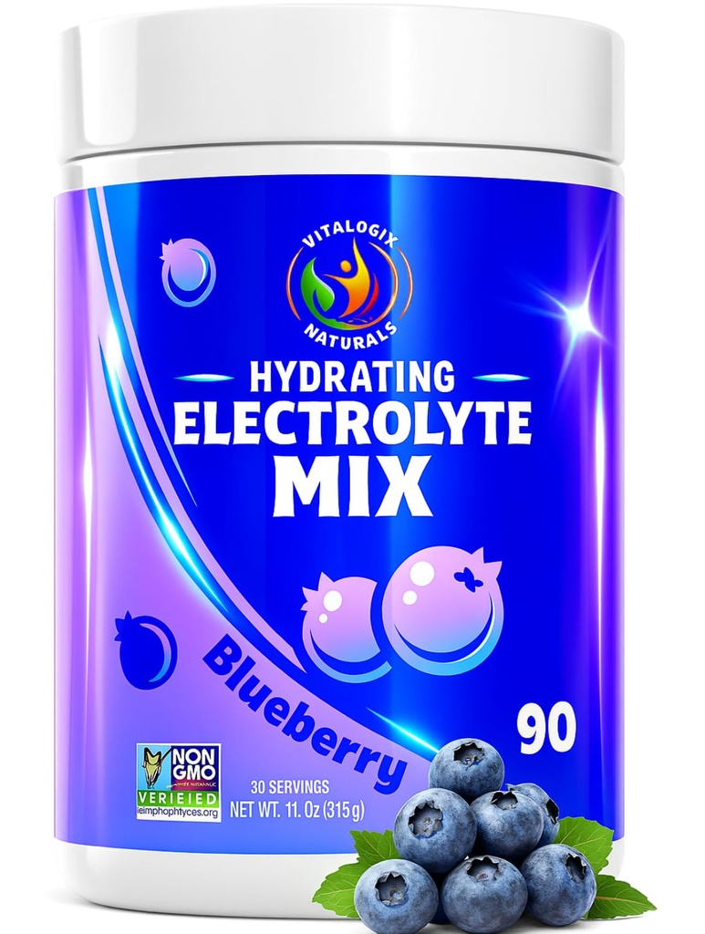 Blueberry Hydration Powder – Zero Sugar Electrolyte Drink Mix | 90 Servings | Keto, Vegan, Gluten-Free | Natural Electrolytes for Muscle Recovery, Energy, Cramp Relief | for Women, Runners
