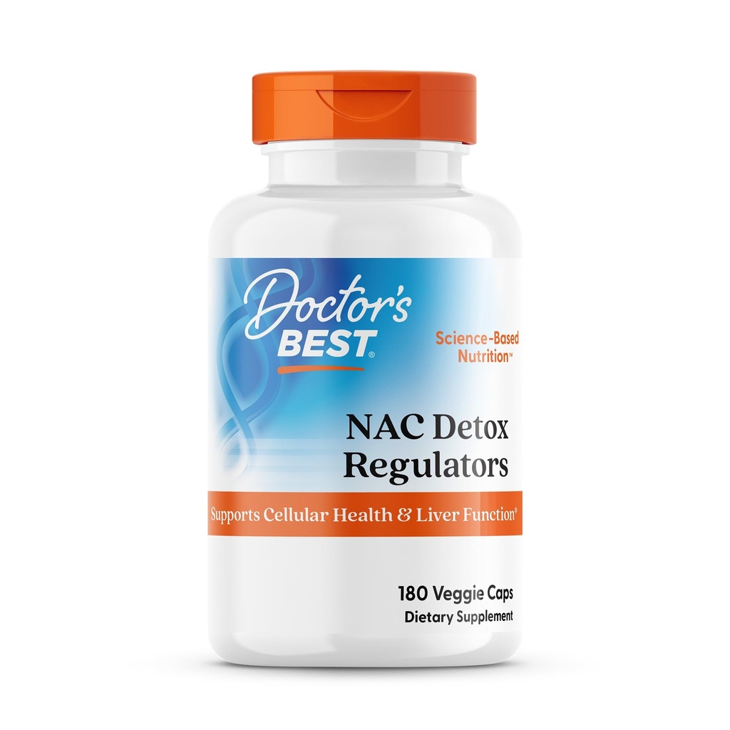 Doctor's Best Nac Detox Regulators with seleno excell, Non-GMO, Vegetarian, Gluten&Soy Free, 180 Veggie Caps, 180Count