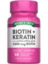 Nature's Truth Biotin 5000 mcg | 50 Capsules | with Keratin and Alpha Lipoic Acid | Non-GMO & Gluten Free Supplement