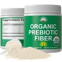 USDA Organic Prebiotic Fiber 3-in-1 Vegan Powder for Gut Health - Raw Whole Food Plant Based Prebiotics Digestive Supplement with Inulin (Jerusalem Artichoke), Acacia Fibers, SunFiber 240g