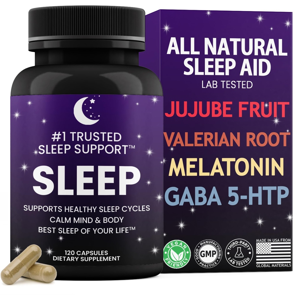 Natural Sleep Aid for Adults │Best Sleep of Your Life │Valerian Root │GABA │5-HTP │Melatonin │120 Non-Habit Forming Capsules │Lab Tested