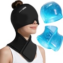 ComfiTECH Migraine Relief Cap & Extra Long Neck Ice Pack Wrap Set, Cooling Head Wrap for Headaches with Extended Cervical Ice Pack for Neck Pain, Stiff Shoulder Relief After Work, Medium