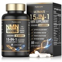 15-IN-1 NMN Supplement 1000mg Per Serving with Resveratrol, TMG, Ubiquinol CoQ10, PQQ & Quercetin – NAD Resveratrol Supplement for Cellular Energy & Healthy Aging Support, NAD Supplement, 90 Capsules