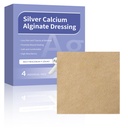 Silver Calcium Alginate Wound Dressing 4" x 4" Soft Silver Dressings Non Stick Pads for Bedsore, Ulcers 4 Packs Individual
