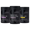 Sports Research® Women's Health Support - Vegan Biotin 10,000mcg with Coconut Oil, Evening Primrose Supplement from Cold Pressed Oil and Plant Based Vitamin K2 MK7 + Vegan D3 5000iu