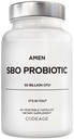 Amen Probiotics Supplement, SBO Probiotic and Organic Prebiotics, 50 Billion CFUs, Shelf Stable, No Refrigeration Required, Flora Daily Probiotic Formula for Women & Men, Vegan & Non-GMO, 60 Capsules